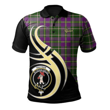 Scottish Taylor Clan Crest Tartan Polo Shirt Believe in Me Front Side Tartan Plaid
