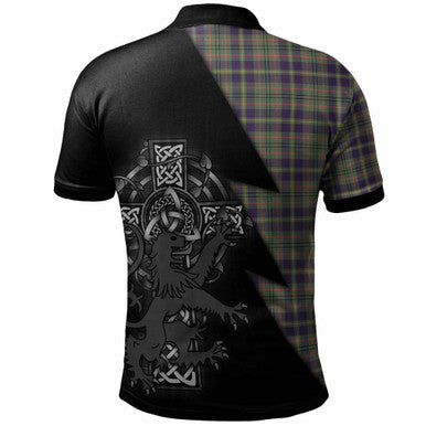 Scottish Taylor Clan Crest Tartan Polo Shirt - Lion Rampant Celtic Cross Flash Style Back Side Tartan Plaid