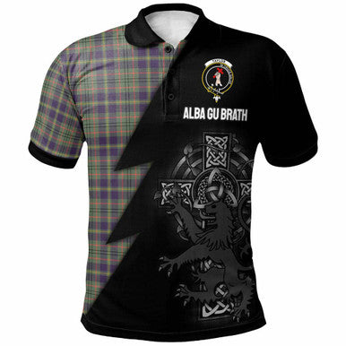 Scottish Taylor Clan Crest Tartan Polo Shirt - Lion Rampant Celtic Cross Flash Style Front Side Tartan Plaid