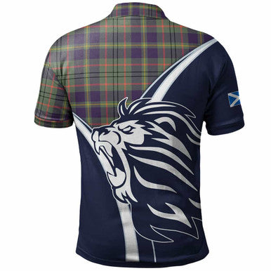 Scottish Taylor Clan Crest Tartan Polo Shirt - Scottish Flag With Lion Back Side Tartan Plaid