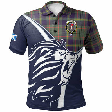 Scottish Taylor Clan Crest Tartan Polo Shirt - Scottish Flag With Lion Front Side Tartan Plaid