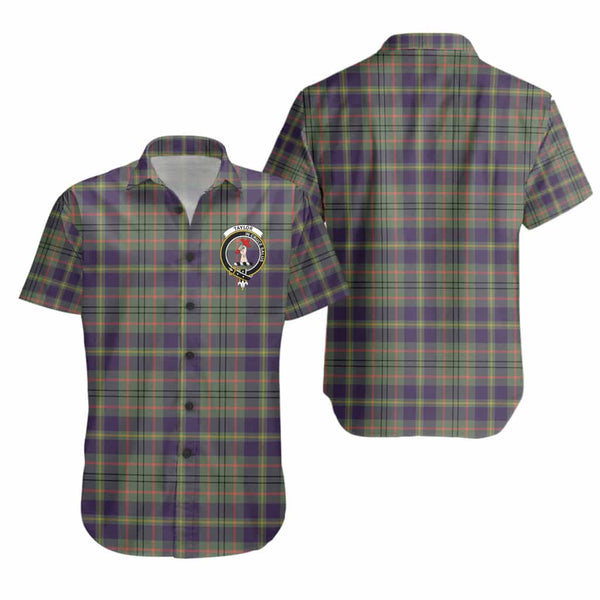 Scottish Taylor Clan Crest Tartan Short Sleeve Shirt Tartan Plaid