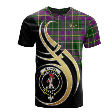Scottish Taylor Clan Crest Tartan T-Shirt Believe in Me Front Side Tartan Plaid