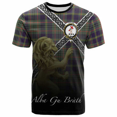 Scottish Taylor Clan Crest Tartan T-Shirt - Celtic With Scotland Lion Front Side Tartan Plaid
