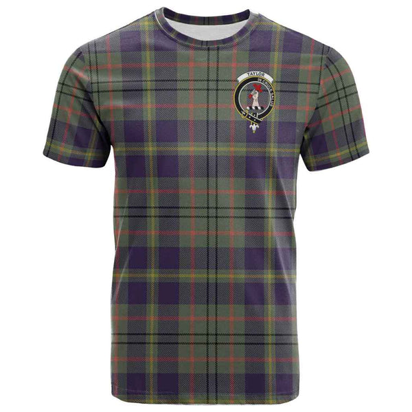 Scottish Taylor Clan Crest Tartan T-Shirt Front Side Tartan Plaid