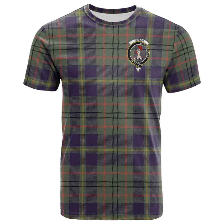 Scottish Taylor Clan Crest Tartan T-Shirt Front Side Tartan Plaid