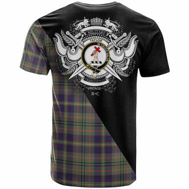 Scottish Taylor Clan Crest Tartan T-Shirt - Military Logo Back Side Tartan Plaid