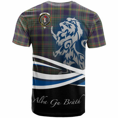 Scottish Taylor Clan Crest Tartan T-Shirt - Scotland Lion Back Side Tartan Plaid