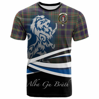 Scottish Taylor Clan Crest Tartan T-Shirt - Scotland Lion Front Side Tartan Plaid