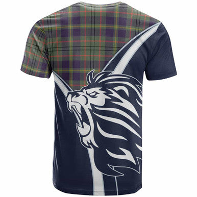 Scottish Taylor Clan Crest Tartan T-Shirt - Scottish Flag With Lion Back Side Tartan Plaid