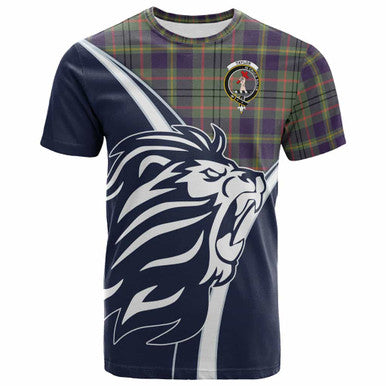 Scottish Taylor Clan Crest Tartan T-Shirt - Scottish Flag With Lion Front Side Tartan Plaid