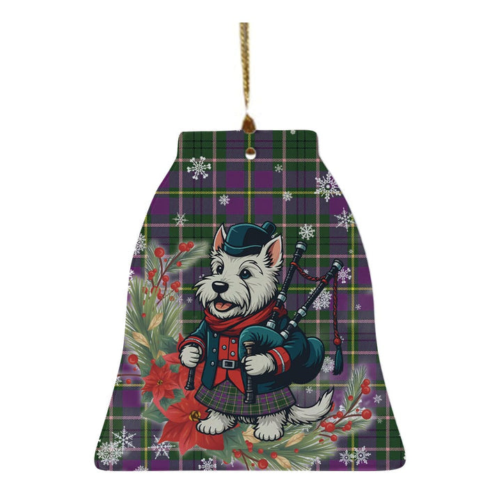 Scottish Taylor Clan Tartan Ceramic Ornament Cute Scottish Terrier Dog Bell Style Tartan Plaid