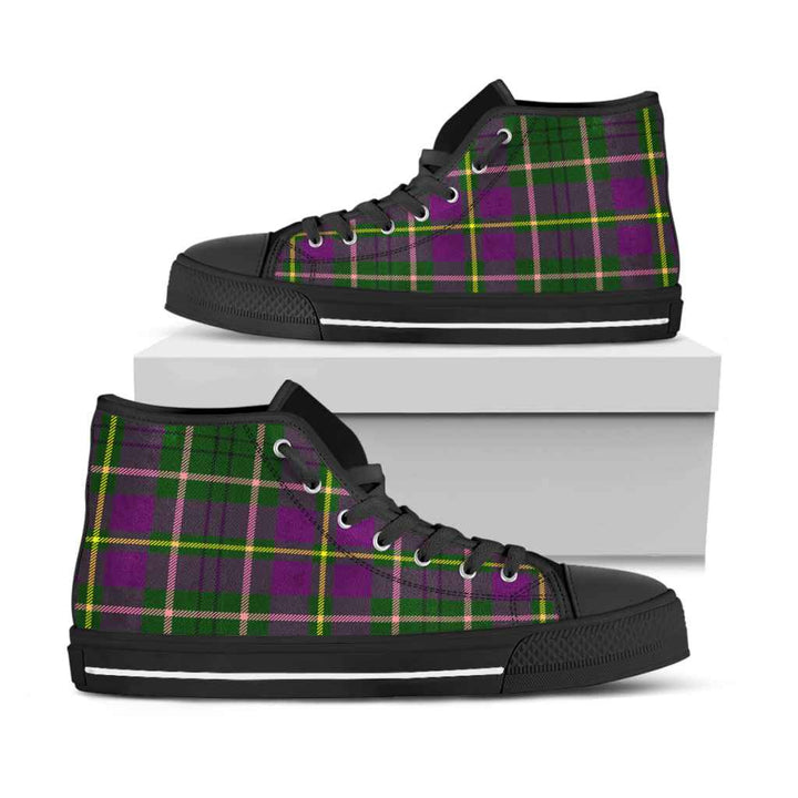 Scottish Taylor Clan Tartan High Top Shoes Black Sole Tartan Plaid