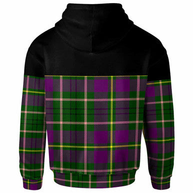 Scottish Taylor Clan Tartan Hoodie - Horizontal Style Back Side Tartan Plaid