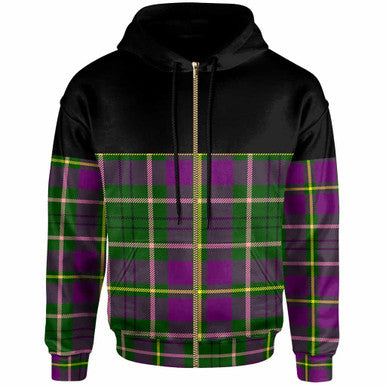 Scottish Taylor Clan Tartan Hoodie - Horizontal Style Zip Tartan Plaid