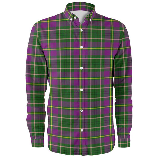 Scottish Taylor Clan Tartan Long Sleeve Shirt Front Side Tartan Plaid