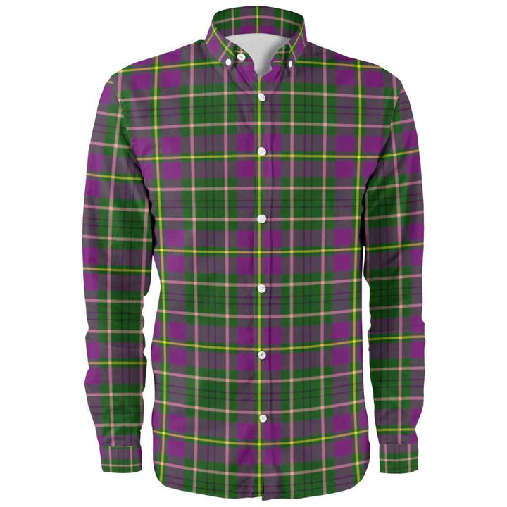 Scottish Taylor Clan Tartan Long Sleeve Shirt Front Side Tartan Plaid