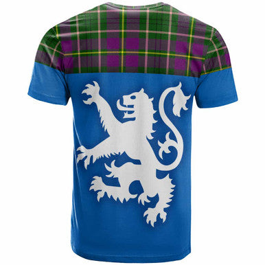Scottish Taylor Clan Tartan T-Shirt - Lion Rampant of Scotland With Flag Back Side Tartan Plaid