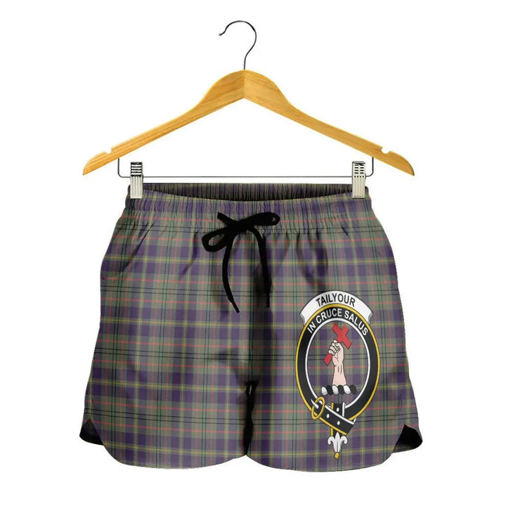 Scottish Taylor Weathered Clan Crest Tartan Women Shorts