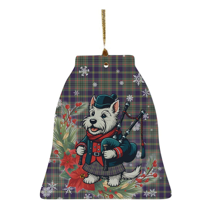 Scottish Taylor Weathered Clan Tartan Ceramic Ornament Cute Scottish Terrier Dog Bell Style Tartan Plaid