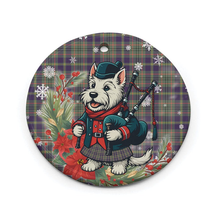 Scottish Taylor Weathered Clan Tartan Ceramic Ornament Cute Scottish Terrier Dog Circle Style Tartan Plaid