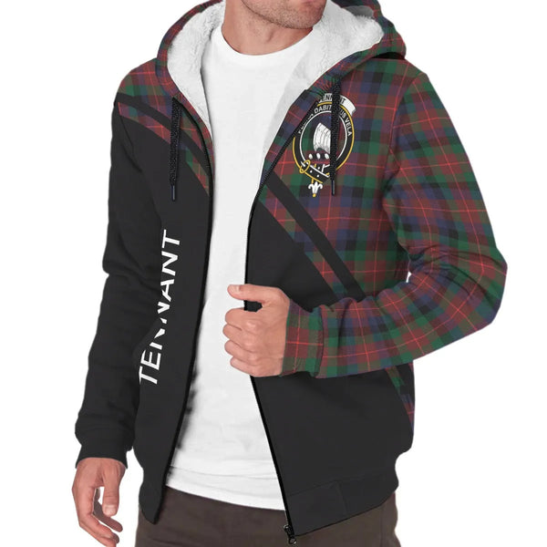 Scottish Tennant Clan Crest Tartan Curve Sherpa Hoodie