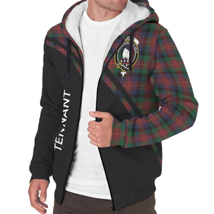 Scottish Tennant Clan Crest Tartan Curve Sherpa Hoodie
