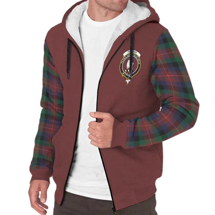 Scottish Tennant Clan Crest Tartan Plaid Sleeve Sherpa Hoodie