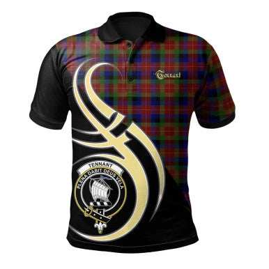 Scottish Tennant Clan Crest Tartan Polo Shirt Believe in Me Front Side Tartan Plaid