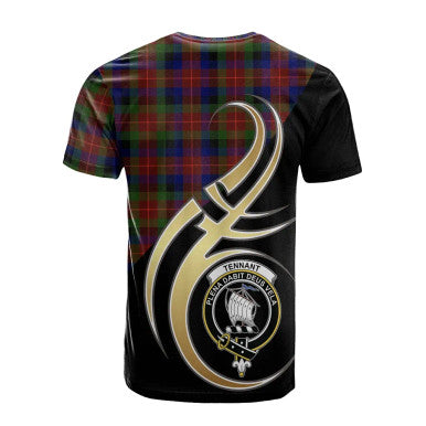 Scottish Tennant Clan Crest Tartan T-Shirt Believe in Me Back Side Tartan Plaid
