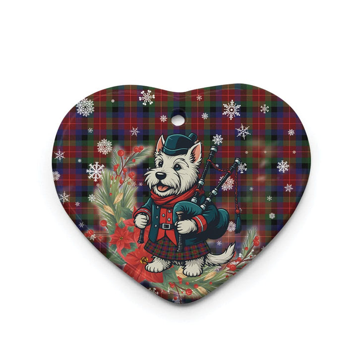 Scottish Tennant Clan Tartan Ceramic Ornament Cute Scottish Terrier Dog Heart Style Tartan Plaid
