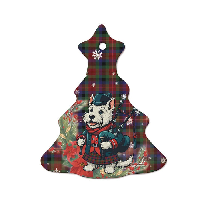 Scottish Tennant Clan Tartan Ceramic Ornament Cute Scottish Terrier Dog Tree Style Tartan Plaid