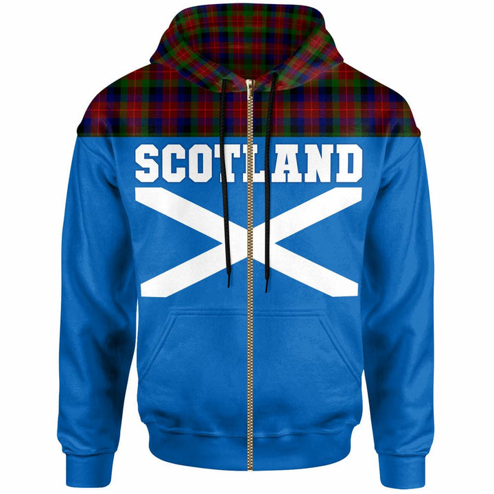 Scottish Tennant Clan Tartan Hoodie - Lion Rampant of Scotland With Flag Zip-up Tartan Plaid