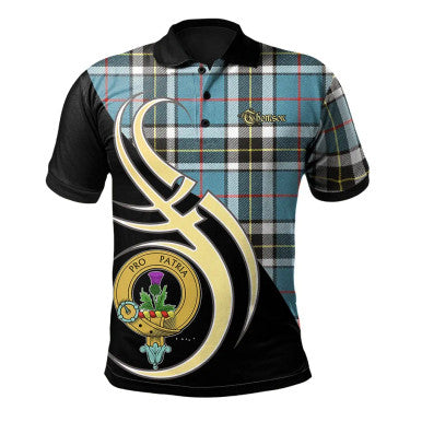 Scottish Thomson Clan Crest Tartan Polo Shirt Believe in Me Front Side Tartan Plaid