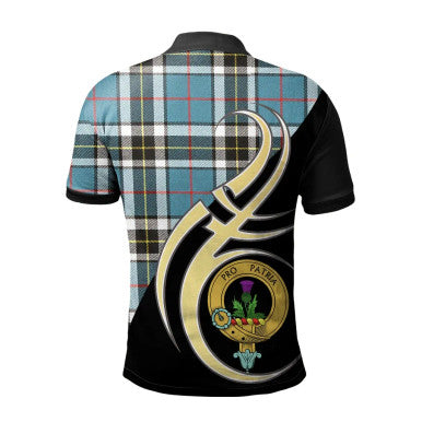 Scottish Thomson Clan Crest Tartan Polo Shirt Believe in Me Back Side Tartan Plaid