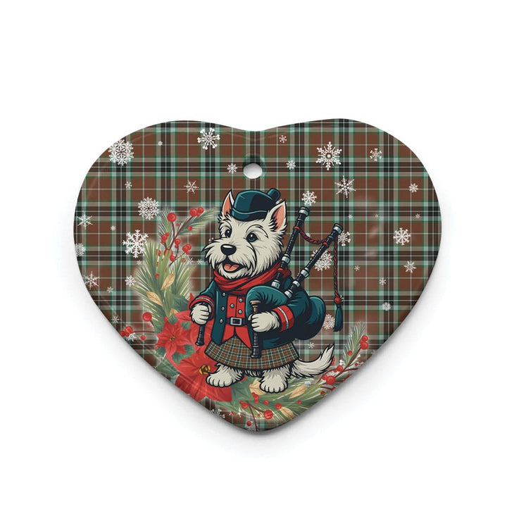 Scottish Thomson Hunting Modern Clan Tartan Ceramic Ornament Cute Scottish Terrier Dog Heart Style Tartan Plaid
