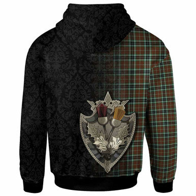 Scottish Thomson Hunting Modern Clan Tartan Hoodie - Half Thistle Flowers Celtic Design Back Side Tartan Plaid