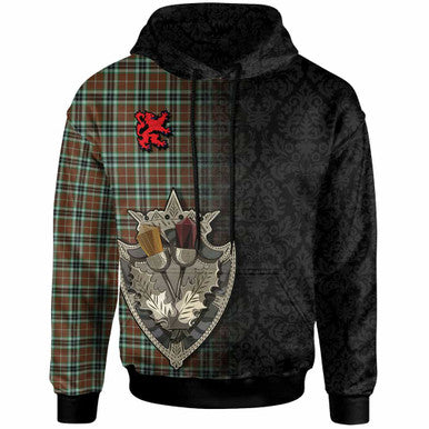 Scottish Thomson Hunting Modern Clan Tartan Hoodie - Half Thistle Flowers Celtic Design Front Side Tartan Plaid