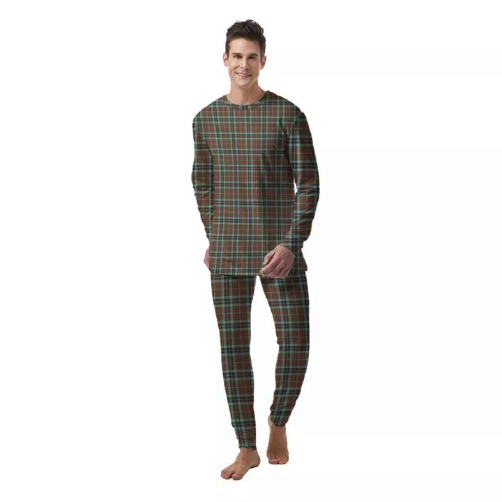 Scottish Thomson Hunting Modern Clan Tartan Pajama Set  Men Front Side Tartan Plaid