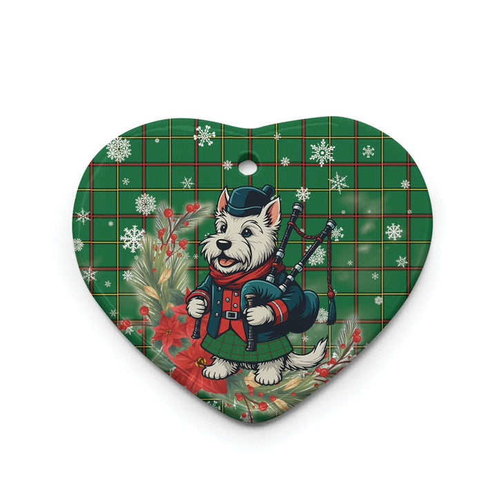 Scottish Tribe of Mar Clan Tartan Ceramic Ornament Cute Scottish Terrier Dog Heart Style Tartan Plaid