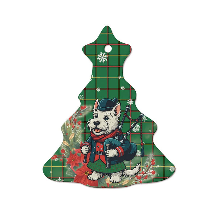 Scottish Tribe of Mar Clan Tartan Ceramic Ornament Cute Scottish Terrier Dog Tree Style Tartan Plaid