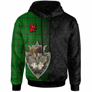 Scottish Tribe of Mar Clan Tartan Hoodie - Half Thistle Flowers Celtic Design Front Side Tartan Plaid