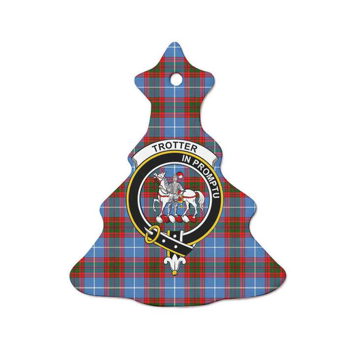 Scottish Trotter Clan Crest Tartan Ceramic Ornament Tree Shape Tartan Plaid