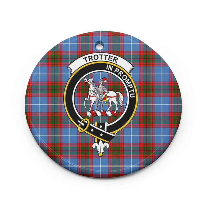 Scottish Trotter Clan Crest Tartan Ceramic Ornament Circle Shape Tartan Plaid
