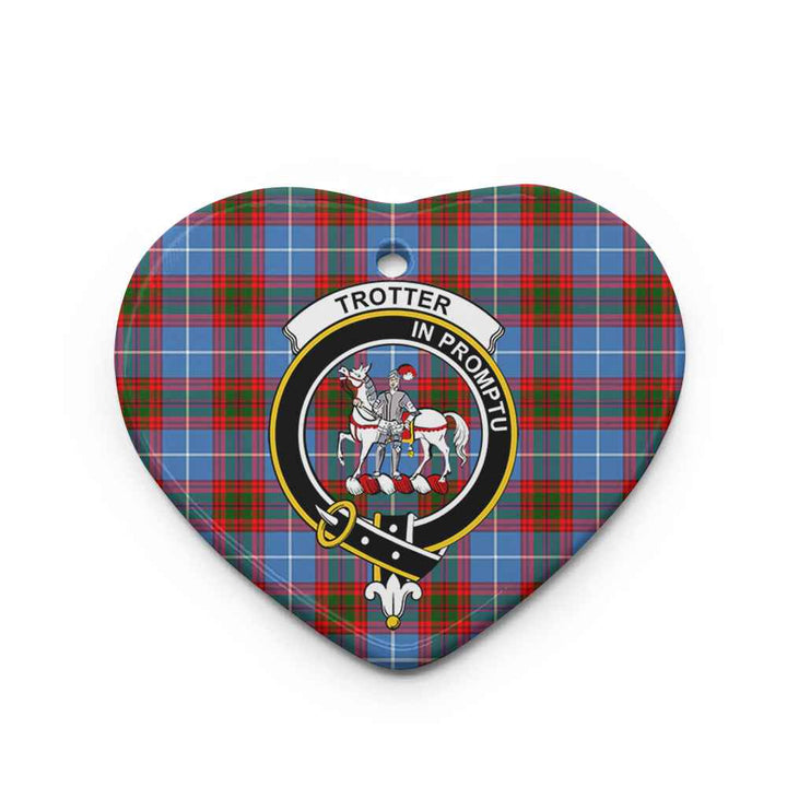 Scottish Trotter Clan Crest Tartan Ceramic Ornament Heart Shape Tartan Plaid