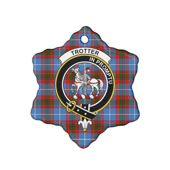 Scottish Trotter Clan Crest Tartan Ceramic Ornament Snow Flake Shape Tartan Plaid