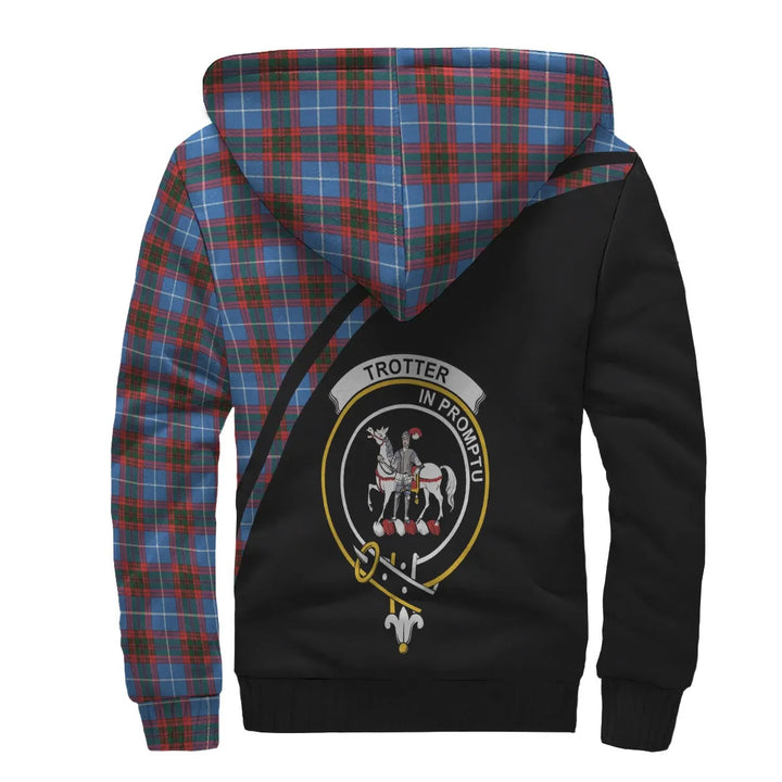 Scottish Trotter Clan Crest Tartan Curve Sherpa Hoodie