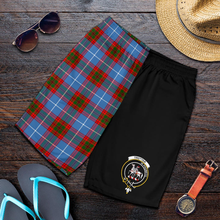 Scottish Trotter Clan Crest Tartan Half of Me Men's Shorts