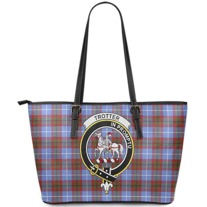 Scottish Trotter Clan Crest Tartan Leather Tote Tartan Plaid