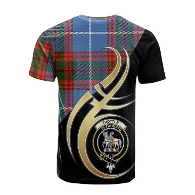 Scottish Trotter Clan Crest Tartan T-Shirt Believe in Me Back Side Tartan Plaid
